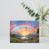 Carte Postale Beautiful Rainbow and Lake  (Debout devant)