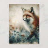 Carte Postale Beautiful Red Fox Watercolor (Devant)