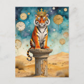 Carte Postale Beautiful Tiger in a Gold Crown (Devant)
