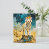 Carte Postale Beautiful White Tiger in a Gold Crown (Debout devant)