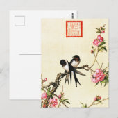 Carte Postale Beaux-arts en fleurs de pêche (Devant / Derrière)