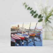 Carte Postale Beaux bateaux rouges orange bleu vert à Collioure (Debout devant)