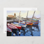 Carte Postale Beaux bateaux rouges orange bleu vert à Collioure (Devant / Derrière)