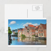 Carte Postale Beaux canaux et bâtiments médiévaux à Gand (Devant / Derrière)