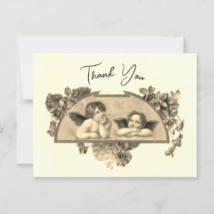 Carte Postale Beaux Chérubins Vintage Merci