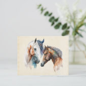 Carte Postale Beaux Chevaux Style Boho Occidental (Debout devant)