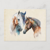 Carte Postale Beaux Chevaux Style Boho Occidental (Devant)