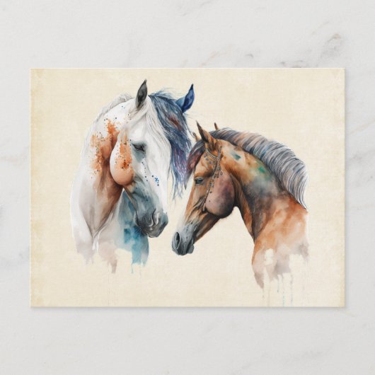 Carte Postale Beaux Chevaux Style Boho Occidental (Devant)
