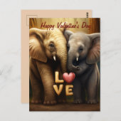 Carte Postale Beaux éléphants amoureux (Devant / Derrière)