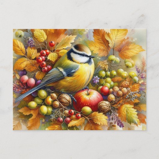 Carte Postale Beaux oiseaux Paysage d'automne 18 (Devant)