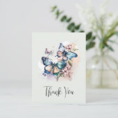 Carte Postale Beaux Papillons et Fleurs Merci (Debout devant)