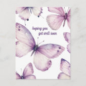 Carte Postale Beaux Papillons Violets REMETS-TOI VITE (Devant)