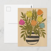 Carte Postale Beaux Tulipes Vintage (Devant / Derrière)