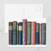 Carte Postale Beaux vieux livres anciens, dos de livres (Devant / Derrière)