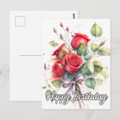 Carte Postale Beaux vieux roses rouges (Devant / Derrière)