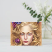 Carte Postale Beaux yeux avec Roses de crème (Debout devant)