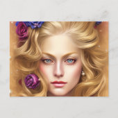 Carte Postale Beaux yeux avec Roses de crème (Devant)
