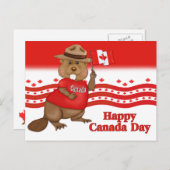 Carte postale Beaver de la fête du Canada (Devant / Derrière)