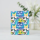 Carte Postale beaver dit: "heureux anniversaire" (Debout devant)