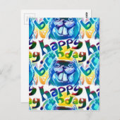 Carte Postale beaver dit: "heureux anniversaire" (Devant / Derrière)