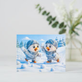 Carte Postale Beaver Ice Bathing in a Striped Swimsuit (Debout devant)