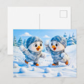 Carte Postale Beaver Ice Bathing in a Striped Swimsuit (Devant / Derrière)