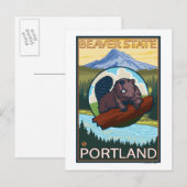 Carte Postale Beaver & Mt Hood - Portland, Oregon (Devant / Derrière)