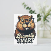 Carte Postale Beaverly Smart - Drôle Castor avec lunettes Graphi (Debout devant)