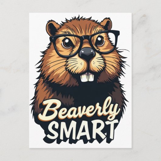 Carte Postale Beaverly Smart - Drôle Castor avec lunettes Graphi (Devant)