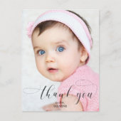 Carte Postale Bébé 1er Anniversaire Merci Élégant Swashes Script (Devant)