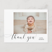 Carte Postale Bébé 1er Anniversaire Merci Élégant Swashes Script (Devant)