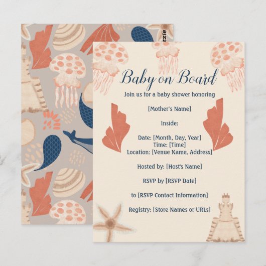 Carte Postale Bébé à bord Baby shower côtier (Devant / Derrière)