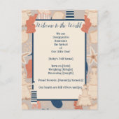 Carte Postale Bébé à bord Faire-part de naissance nautique (Devant)