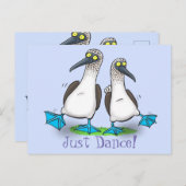 Carte Postale Bébé à pattes bleues drôle dessin animé dansant (Devant / Derrière)