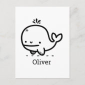 Carte Postale Bébé adorable baleine - Kawaii Sea Creature Line A (Devant)