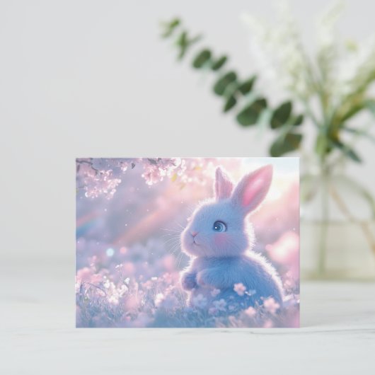 Carte Postale Bébé adorable dans un champ de fleurs (Debout devant)