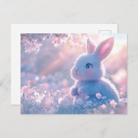 Carte Postale Bébé adorable dans un champ de fleurs (Devant / Derrière)