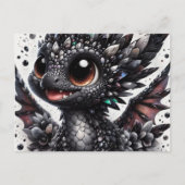 Carte Postale Bébé adorable Dragon noir (Devant)