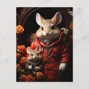 Carte Postale Bébé adorable lapins en vêtements