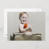 Carte Postale Bébé affamé mignon petite pêche dans sac à main Vi (Devant / Derrière)