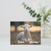 Carte Postale Bébé agneau Imbolc Bénédictions (Debout devant)