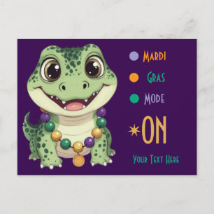 Carte Postale Bébé Alligator Mignon Mardi Gras Mode Activé