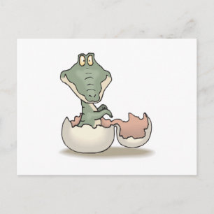 Carte Postale bébé alligator mignon qui éclot