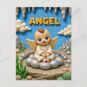 Carte Postale Bébé ange mignon, mythique