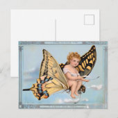 Carte Postale Bébé Ange Papillon Victorien (Devant / Derrière)