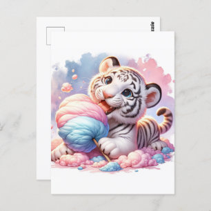 Carte Postale Bébé, animal mignon avec bonbons en coton, Post-cr