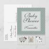 Carte Postale Bébé Animaux pour Baby shower Invitation (Devant / Derrière)