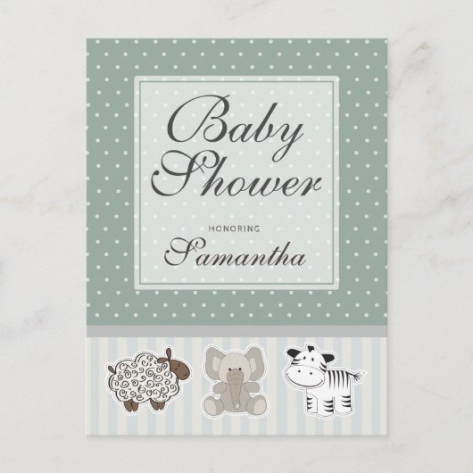 Carte Postale Bébé Animaux pour Baby shower Invitation (Devant)