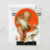 Carte Postale Bébé attraper l'oiseau de la paix (Devant / Derrière)