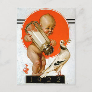 Carte Postale Bébé attraper l'oiseau de la paix